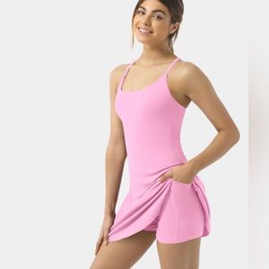 HALARA NWT Baby Pink Everyday Cloudful Stretch 2-1 backless Sport Tennis Dress M